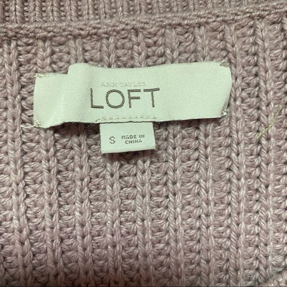 Pink Mauve Loft knit Sweater with crochet sleeves size Small - Picture 3 of 4